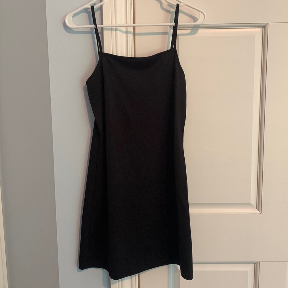 Simple flattering black mini dress